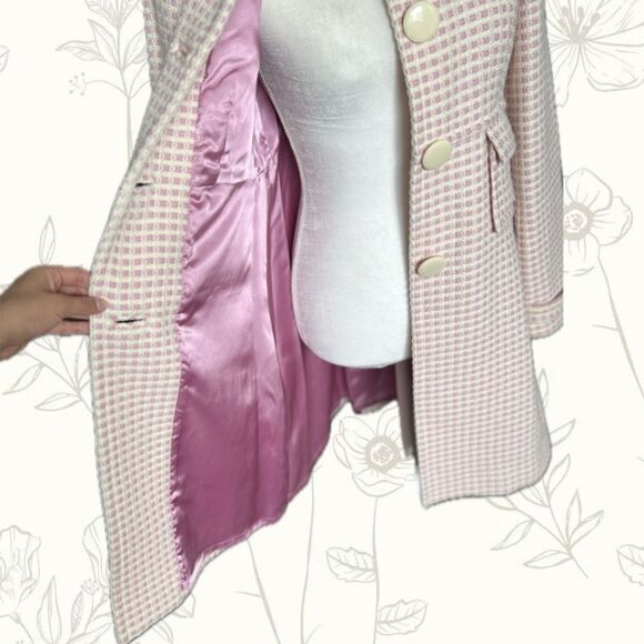 BANANA REPUBLIC Pink and White Wool Blend Peacoat Size Small - Picture 3 of 8